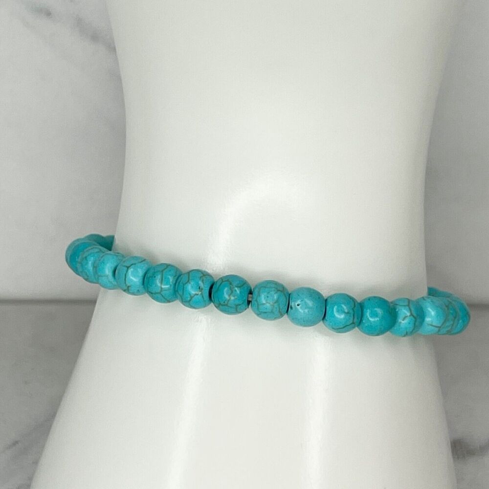 Faux Turquoise Beaded Stretch Bracelet